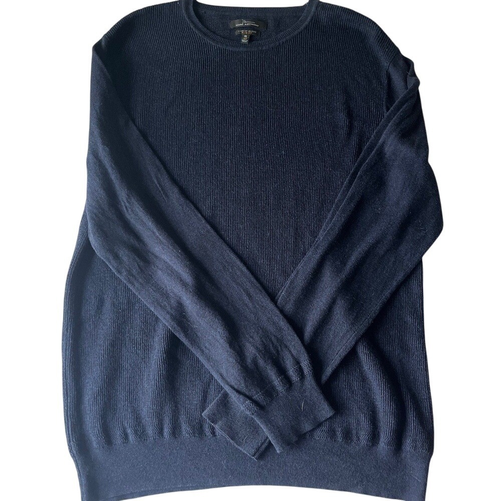 Marc Anthony Navy Slim Fit Sweater Long‎ Sleeve Crew-Neck Mens XL